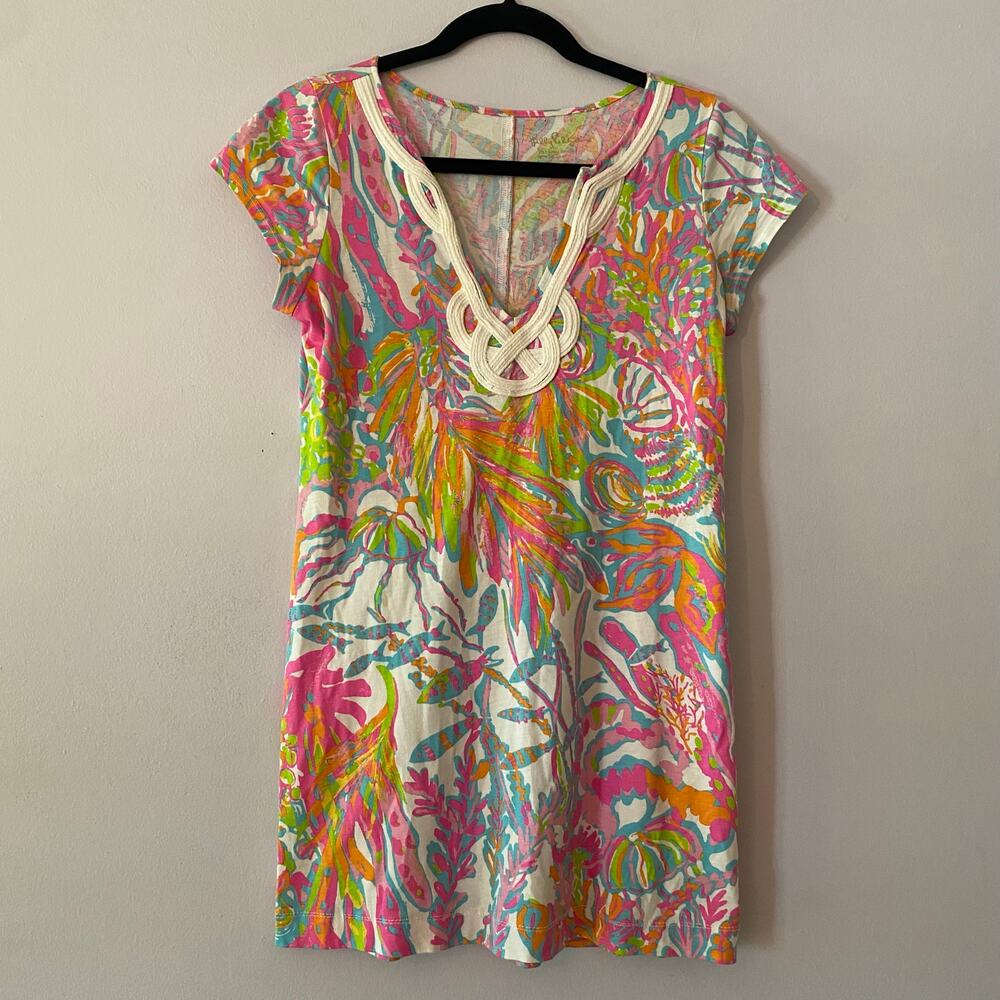 Lilly Pulitzer Colorful Bright Cotton Lightweight Summer Mini Dress Women Medium